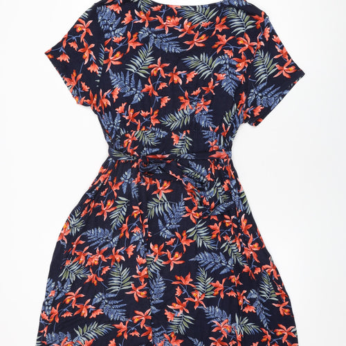 Maine Womens Blue Floral Viscose A-Line Size 20 V-Neck Pullover