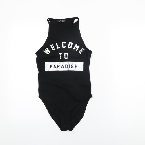 Topshop Womens Black Cotton Bodysuit One-Piece Size 8 Snap - Welcome to Paradise