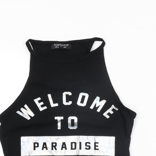 Topshop Womens Black Cotton Bodysuit One-Piece Size 8 Snap - Welcome to Paradise