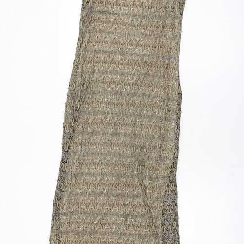 Style Womens Gold Geometric Polyester Bodycon Size 14 Scoop Neck Pullover