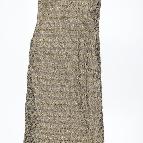 Style Womens Gold Geometric Polyester Bodycon Size 14 Scoop Neck Pullover