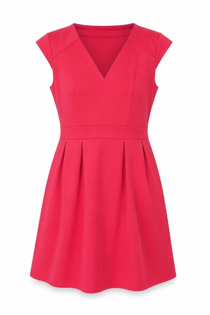 Front view of Dorothy Perkins women’s pink polyester a-line, size UK 14, v-neck pullover