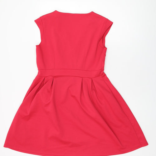 Dorothy Perkins Womens Pink Polyester A-Line Size 14 V-Neck Pullover