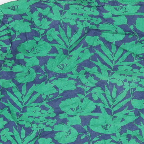 Kew 159 Womens Green Floral Cotton Basic T-Shirt Size 14 High Neck