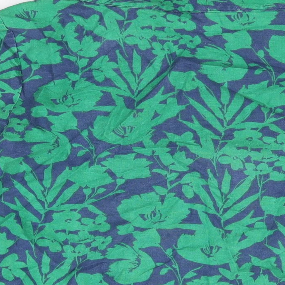 Kew 159 Womens Green Floral Cotton Basic T-Shirt Size 14 High Neck