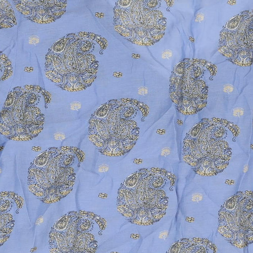 Monsoon Womens Blue Floral Cotton Basic T-Shirt Size 18 V-Neck