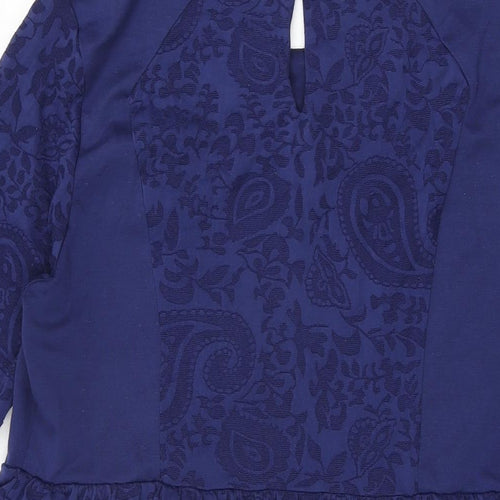 Dorothy Perkins Womens Blue Geometric Viscose Skater Dress Size 16 Round Neck Pullover