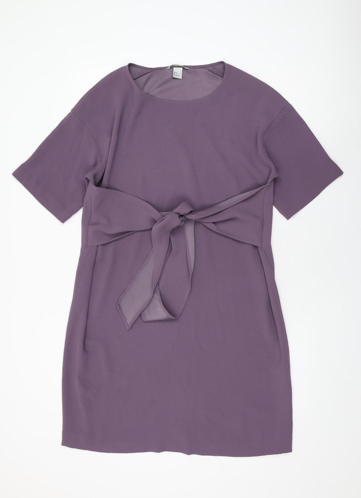 H&M Womens Purple Polyester Shift Size 16 Round Neck Pullover