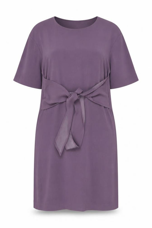 Front view of H&M women’s purple polyester shift, size UK 16, round neck pullover