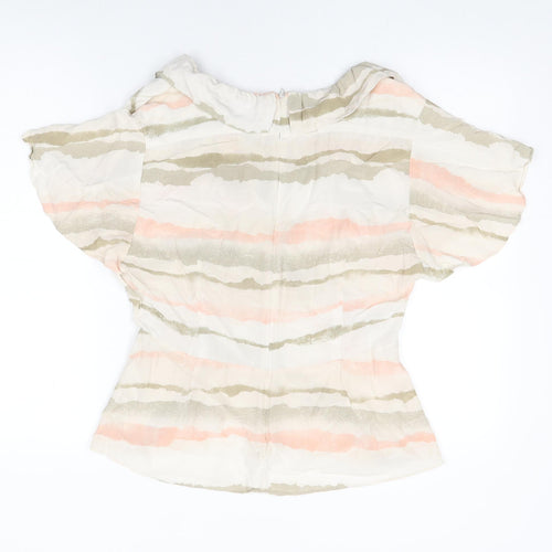 French Connection Womens Pink Striped Viscose Wrap T-Shirt Size 16 V-Neck