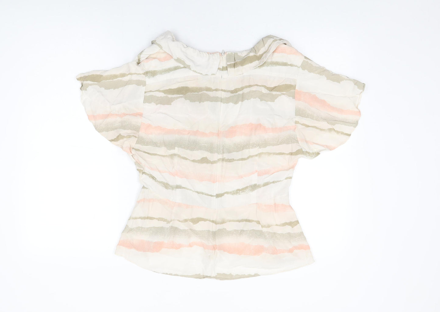 French Connection Womens Pink Striped Viscose Wrap T-Shirt Size 16 V-Neck