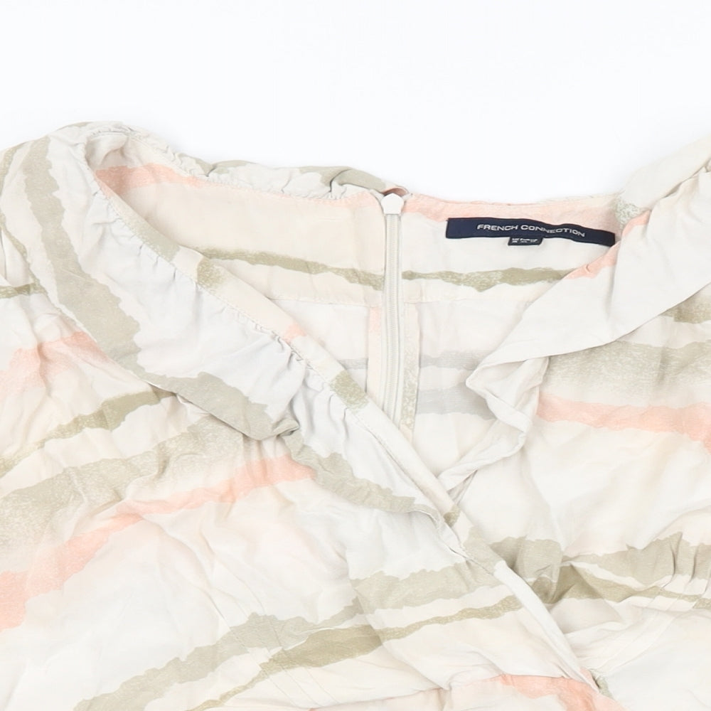 French Connection Womens Pink Striped Viscose Wrap T-Shirt Size 16 V-Neck