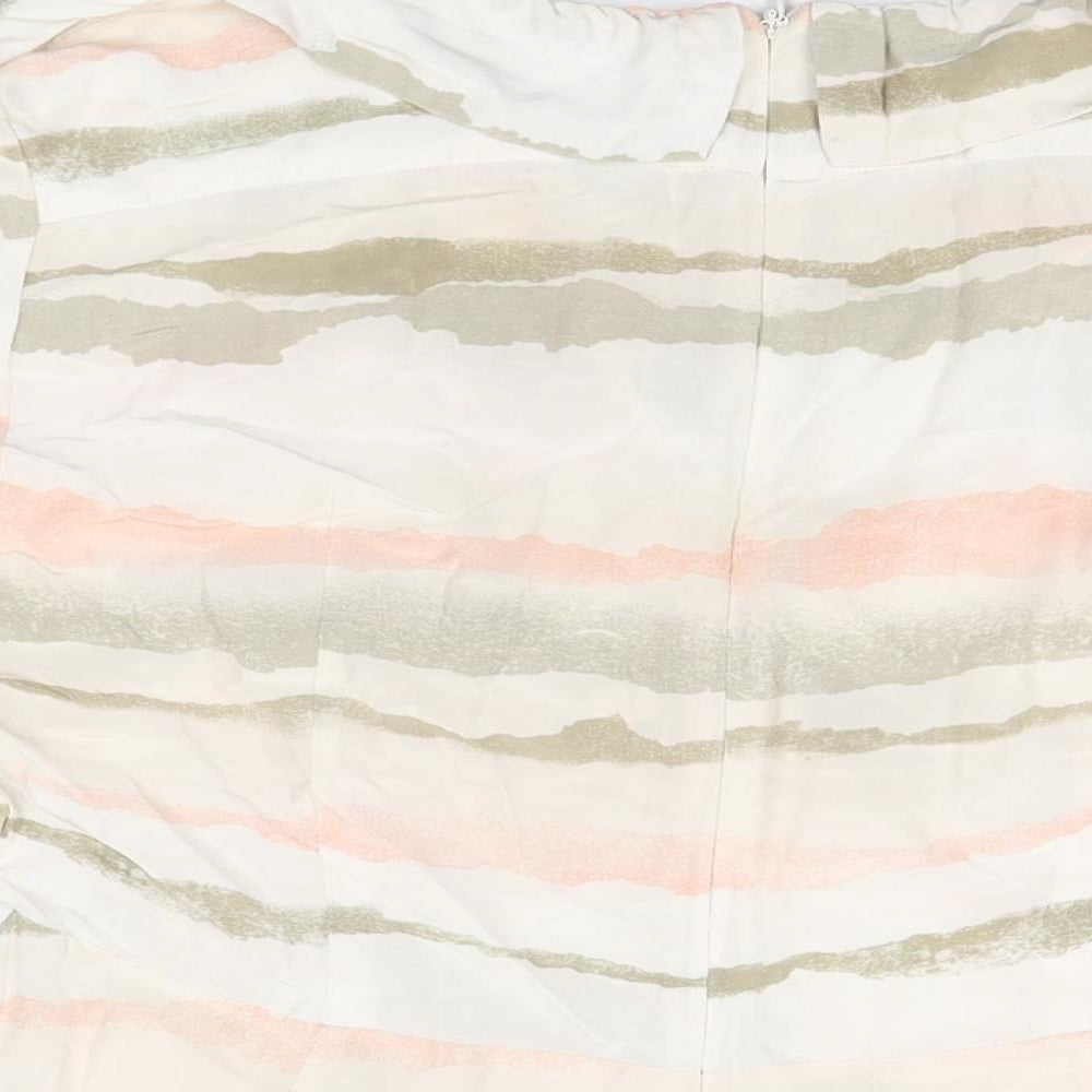 French Connection Womens Pink Striped Viscose Wrap T-Shirt Size 16 V-Neck