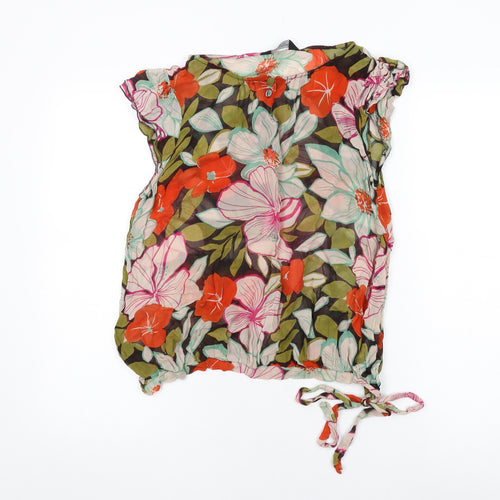 Dorothy Perkins Womens Multicoloured Floral Viscose Basic Blouse Size 14 Round Neck