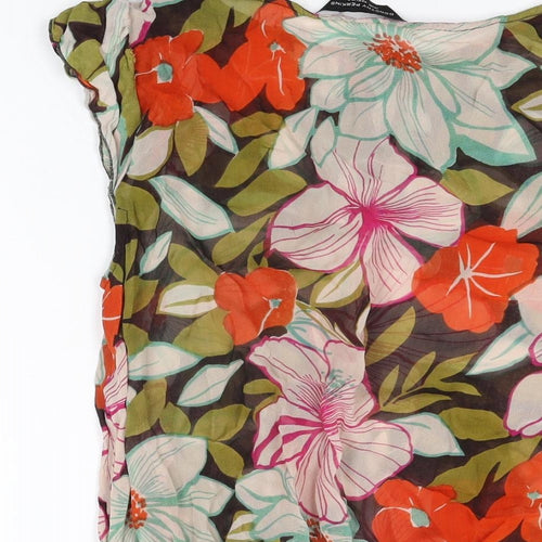 Dorothy Perkins Womens Multicoloured Floral Viscose Basic Blouse Size 14 Round Neck
