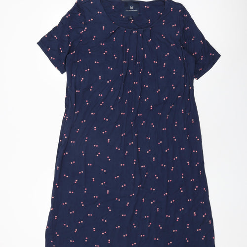 Crew Clothing Company Womens Blue Polka Dot Viscose Shift Size 14 Round Neck Pullover