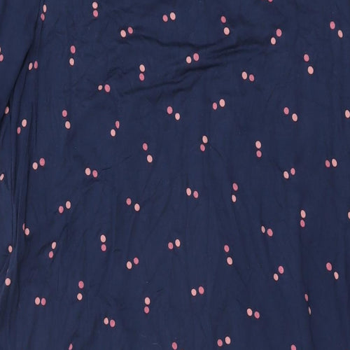 Crew Clothing Company Womens Blue Polka Dot Viscose Shift Size 14 Round Neck Pullover
