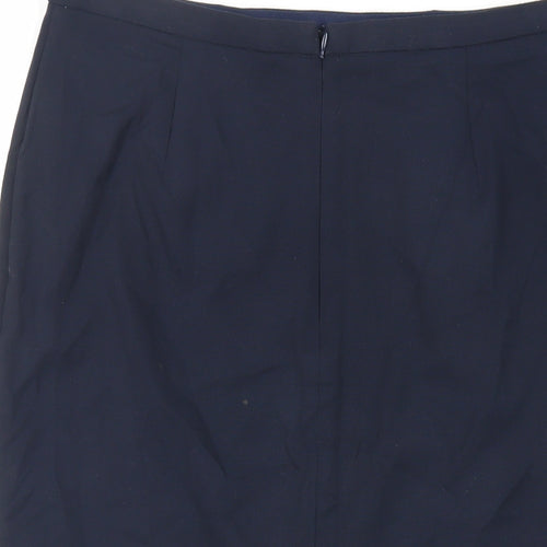 Marks and Spencer Womens Blue Polyester Straight & Pencil Skirt Size 14 Zip