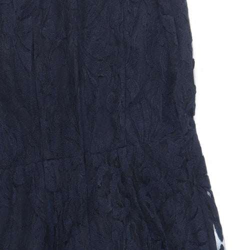 NEXT Womens Blue Polyester Fit & Flare Size 12 Round Neck Zip - Lined