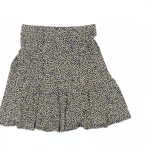 Marks and Spencer Womens Blue Animal Print Viscose Flare Skirt Size 8 - Elasticated Waist