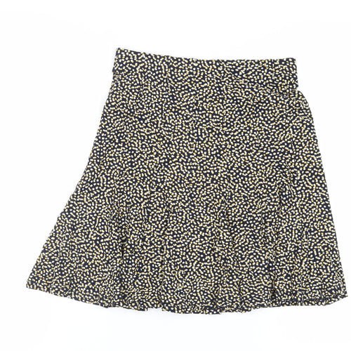 Marks and Spencer Womens Blue Animal Print Viscose Flare Skirt Size 8 - Elasticated Waist