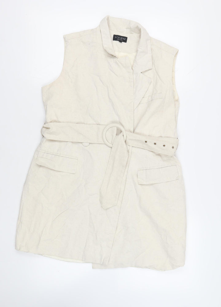 In the Style Womens Ivory Jacket Waistcoat Size 12 Button - Belted
