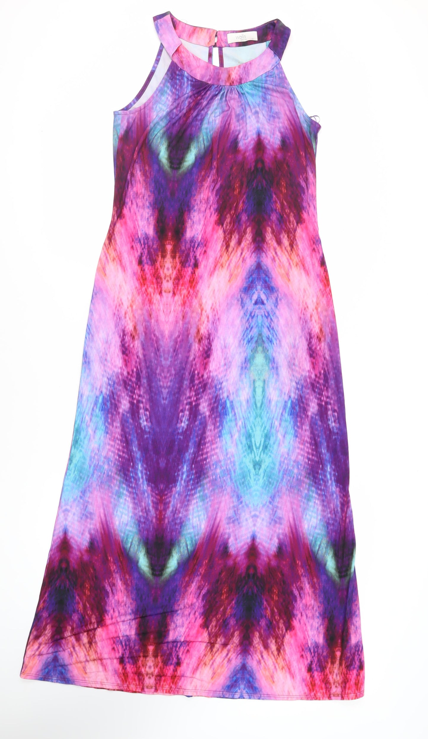 Wallis Womens Purple Geometric Polyester Maxi Size 10 Round Neck Button