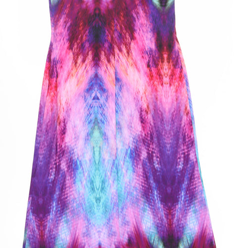 Wallis Womens Purple Geometric Polyester Maxi Size 10 Round Neck Button