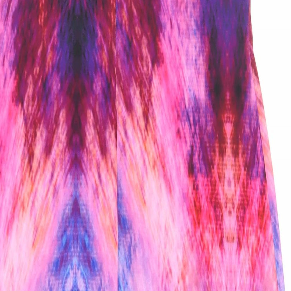 Wallis Womens Purple Geometric Polyester Maxi Size 10 Round Neck Button