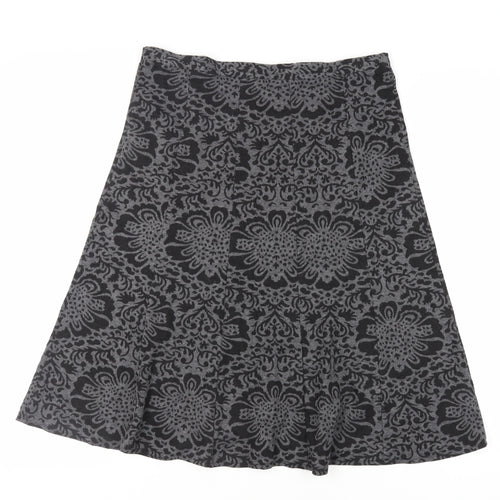 Bonmarché Womens Grey Paisley Polyester Flare Skirt Size 14 - Elasticated Waist