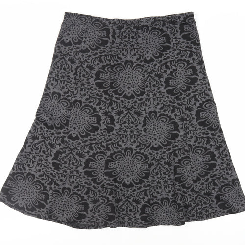 Bonmarché Womens Grey Paisley Polyester Flare Skirt Size 14 - Elasticated Waist