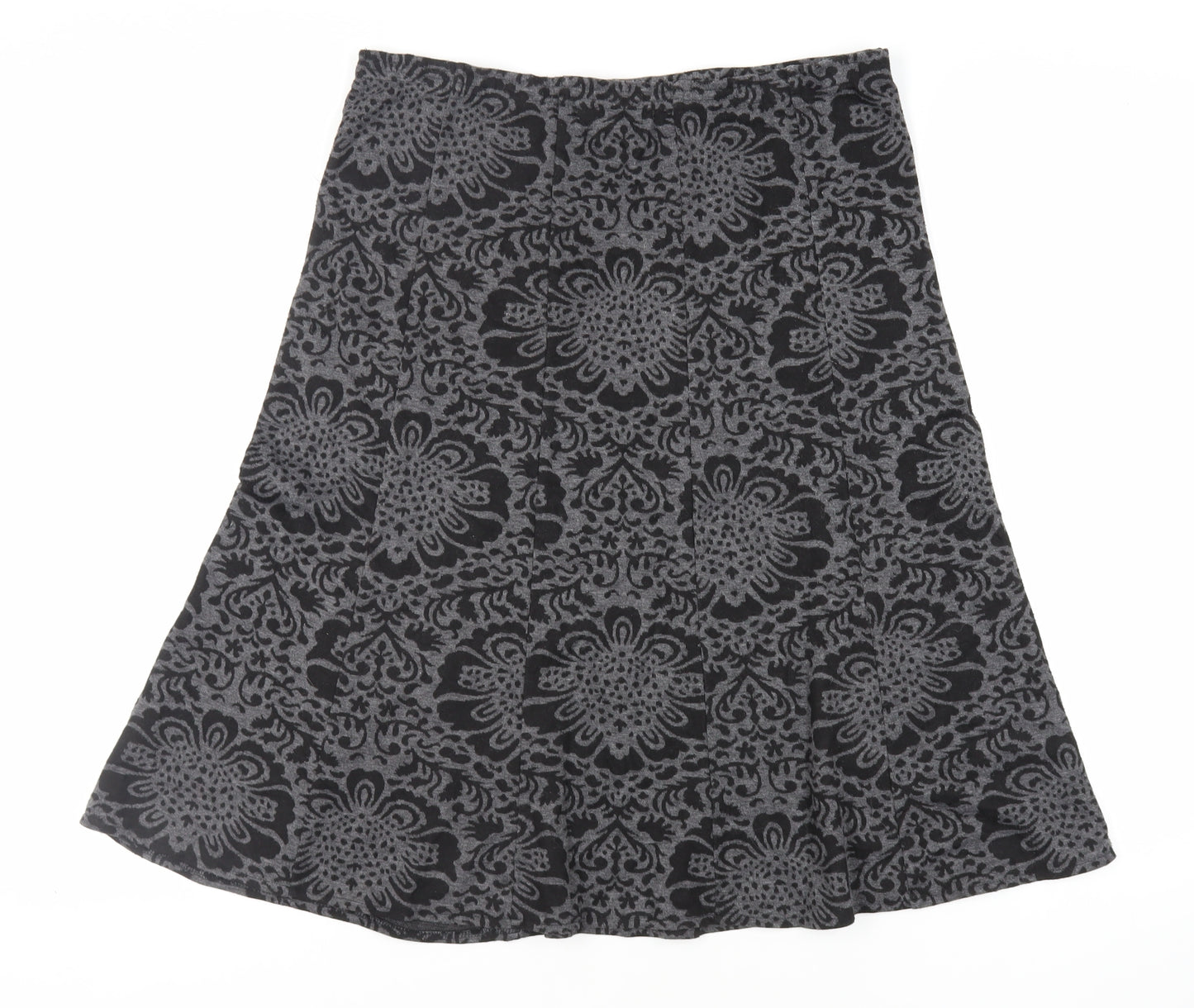 Bonmarché Womens Grey Paisley Polyester Flare Skirt Size 14 - Elasticated Waist