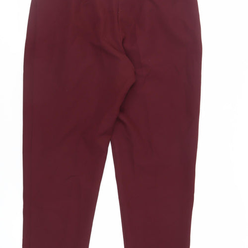 Oasis Womens Red Polyester Chino Trousers Size 14 L28 in Regular Zip