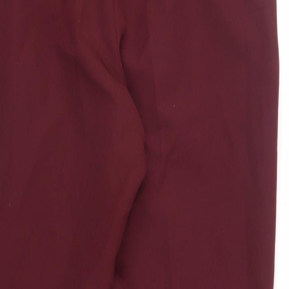 Oasis Womens Red Polyester Chino Trousers Size 14 L28 in Regular Zip