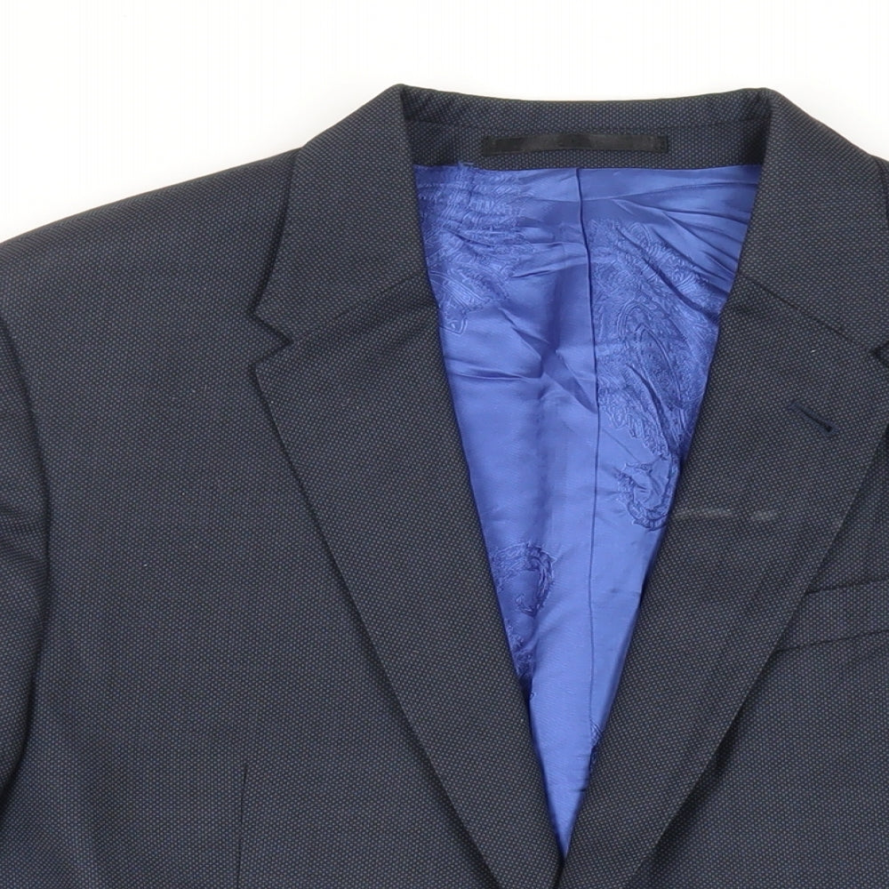 Paul Smith Mens Blue Geometric Wool Jacket Suit Jacket Size 40 Regular