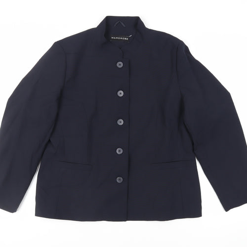 Wardrobe Womens Blue Jacket Blazer Size 18 Button