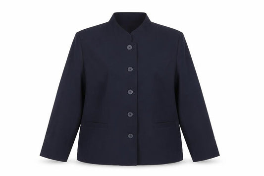 Front view of Wardrobe women’s blue jacket blazer, size UK 18, button