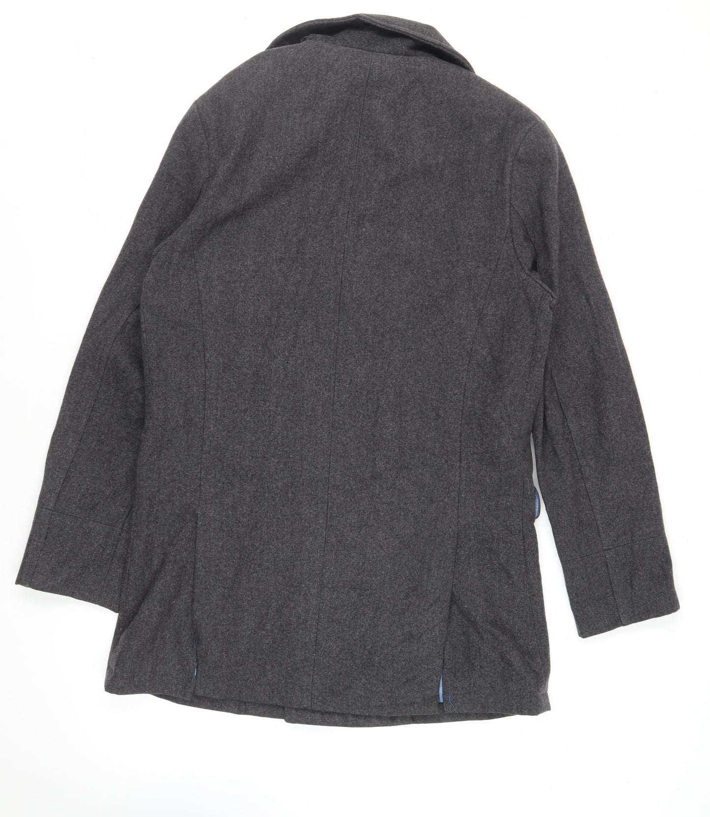 John Lewis Mens Grey Pea Coat Coat Size L Button