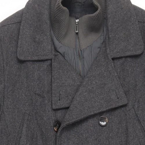 John Lewis Mens Grey Pea Coat Coat Size L Button