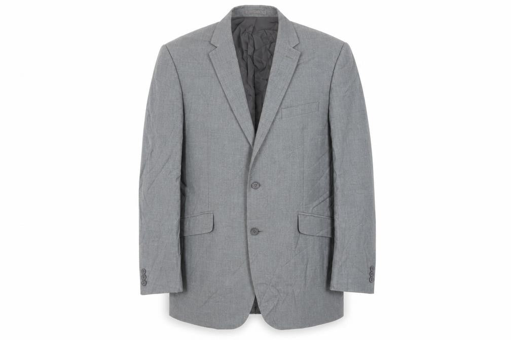 Front view of Occasions men’s grey polyester jacket suit jacket, size 44, regular