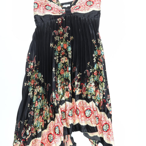 New Look Womens Black Paisley Polyester A-Line Size 12 Halter Tie