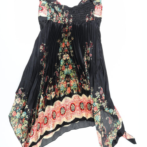 New Look Womens Black Paisley Polyester A-Line Size 12 Halter Tie