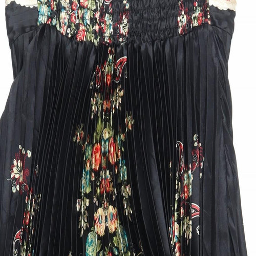 New Look Womens Black Paisley Polyester A-Line Size 12 Halter Tie
