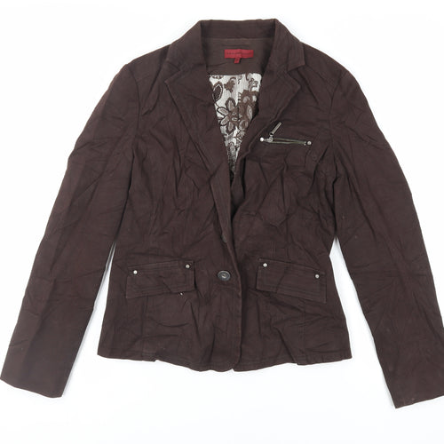 John Richmond Womens Brown Jacket Size 12 Button