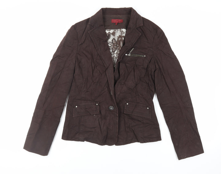 John Richmond Womens Brown Jacket Size 12 Button