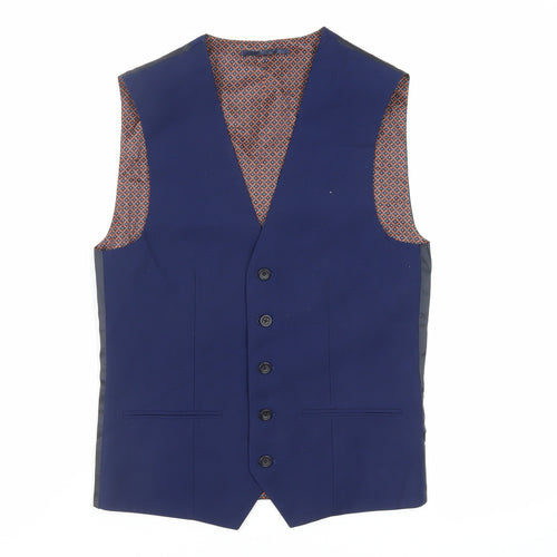 NEXT Mens Blue Polyester Jacket Suit Waistcoat Size 34 Regular