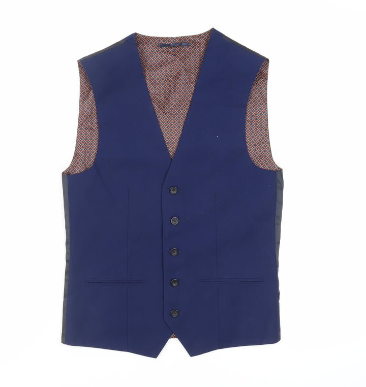 NEXT Mens Blue Polyester Jacket Suit Waistcoat Size 34 Regular