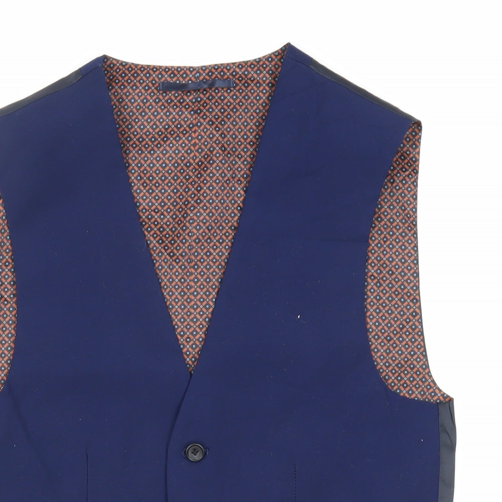 NEXT Mens Blue Polyester Jacket Suit Waistcoat Size 34 Regular