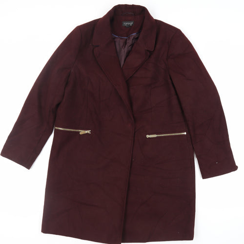 Topshop Womens Purple Overcoat Coat Size 12 Snap