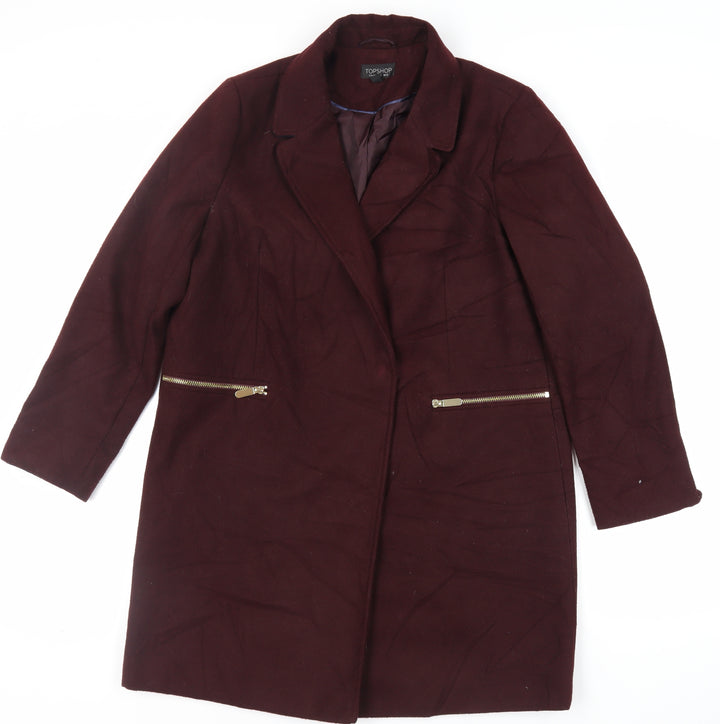 Topshop Womens Purple Overcoat Coat Size 12 Snap